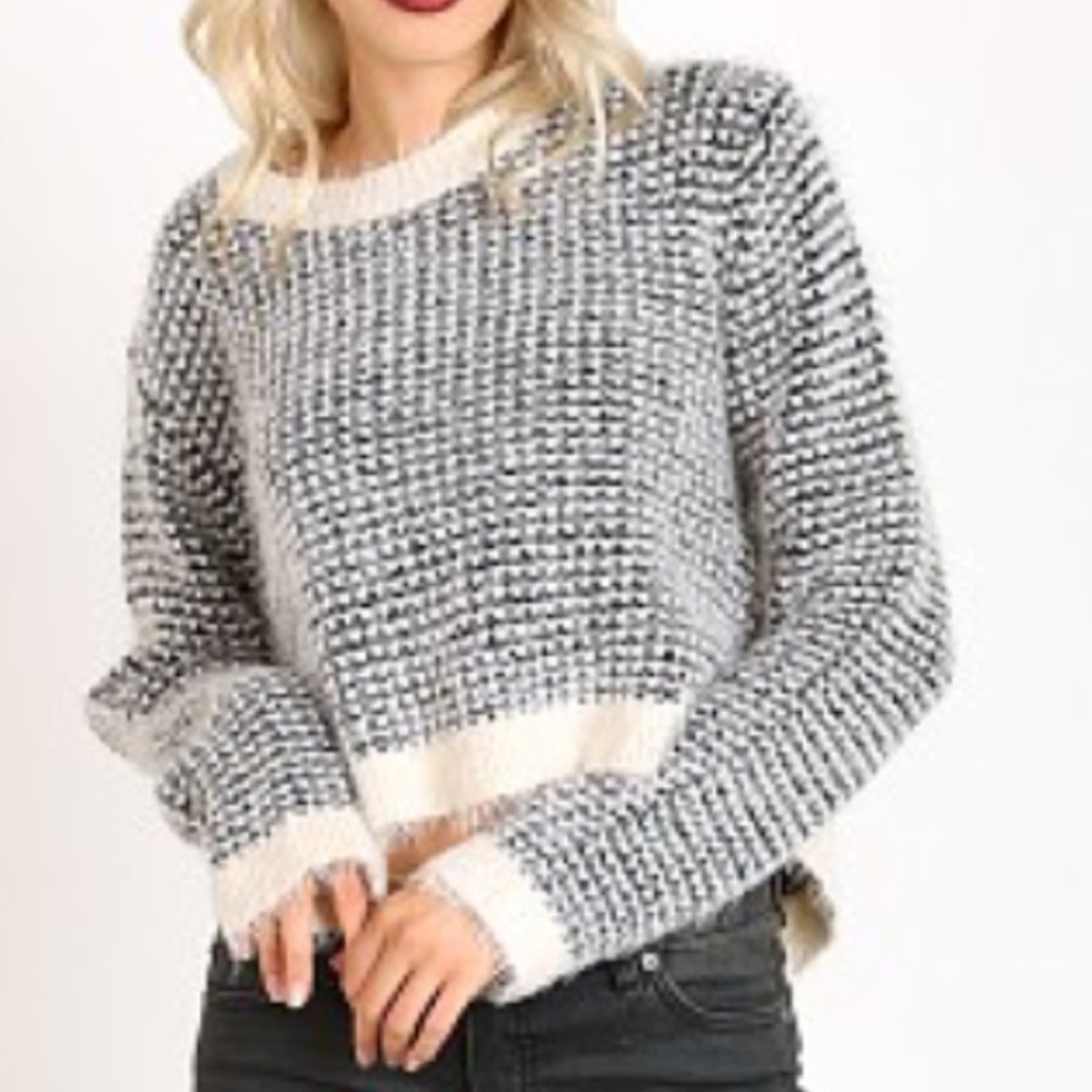 MinkPink black and white cropped sweater
